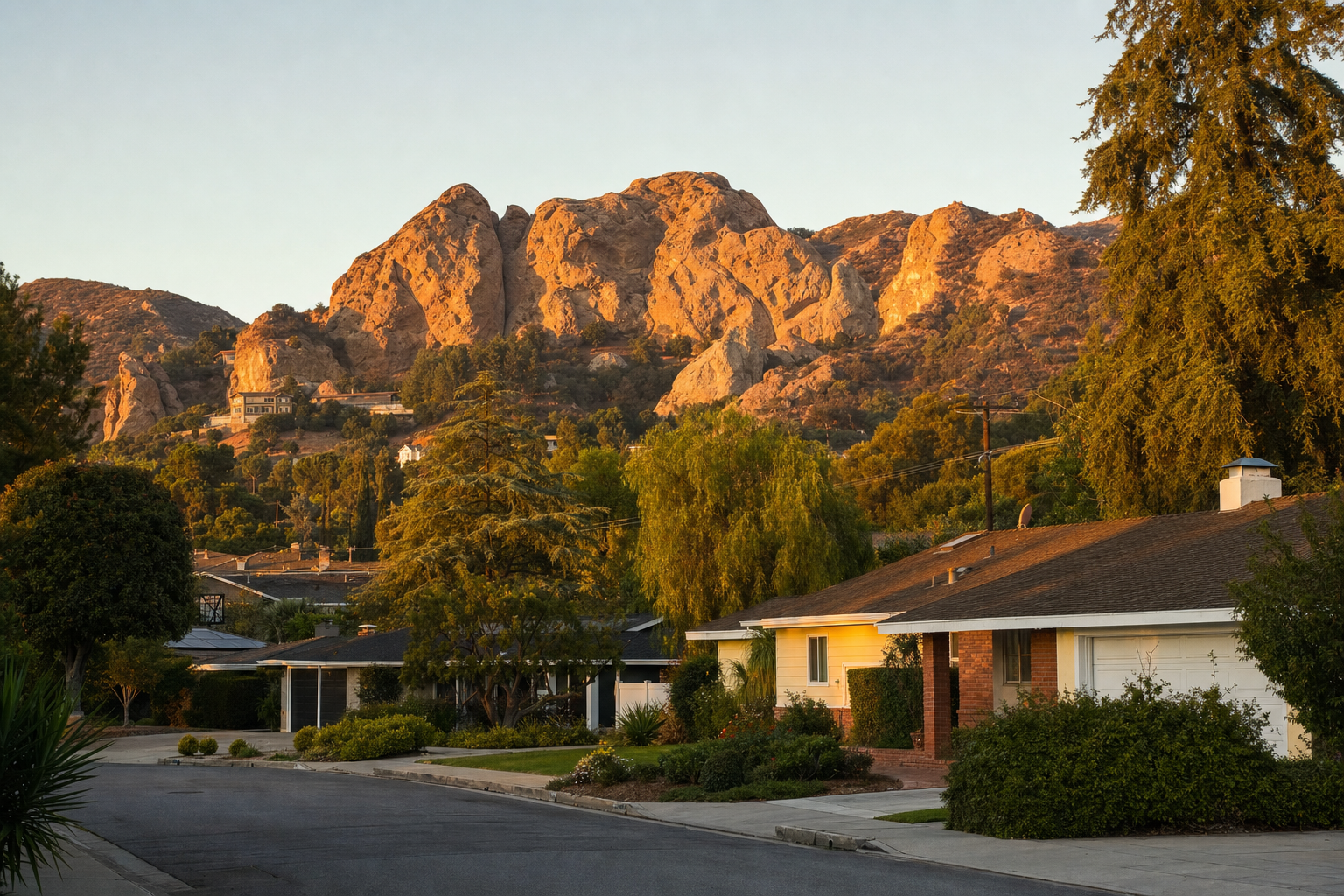 Chatsworth neighborhood with Santa Susana sandstone rock formations