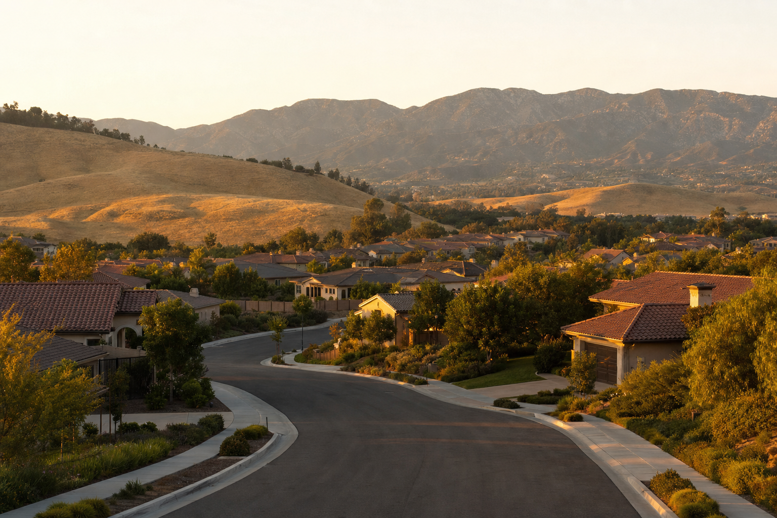 Simi Valley residential neighborhood with golden hills in the background