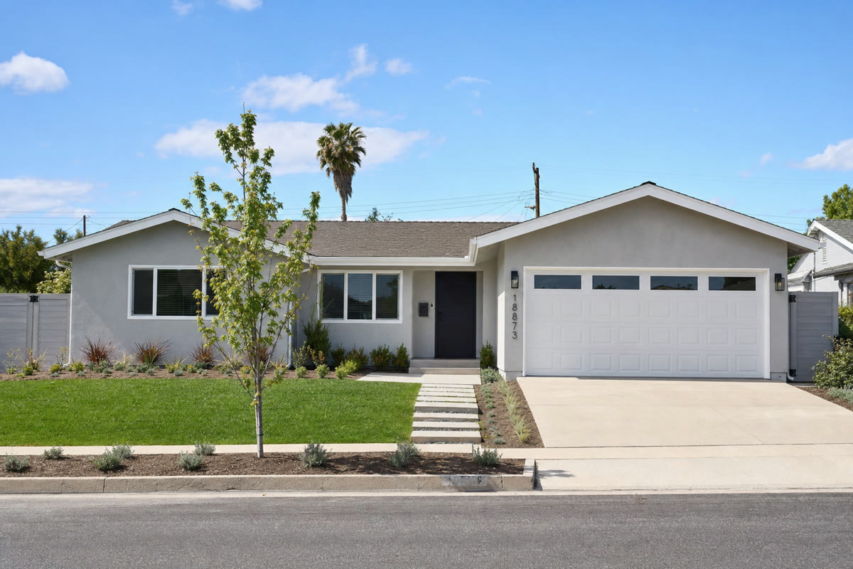 Renovated single-story ranch home in Northridge with modern landscaping